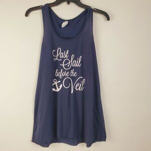 Bella Canvas Womens Last‎ Sail Before the Veil Navy White Tank Top XL GUC